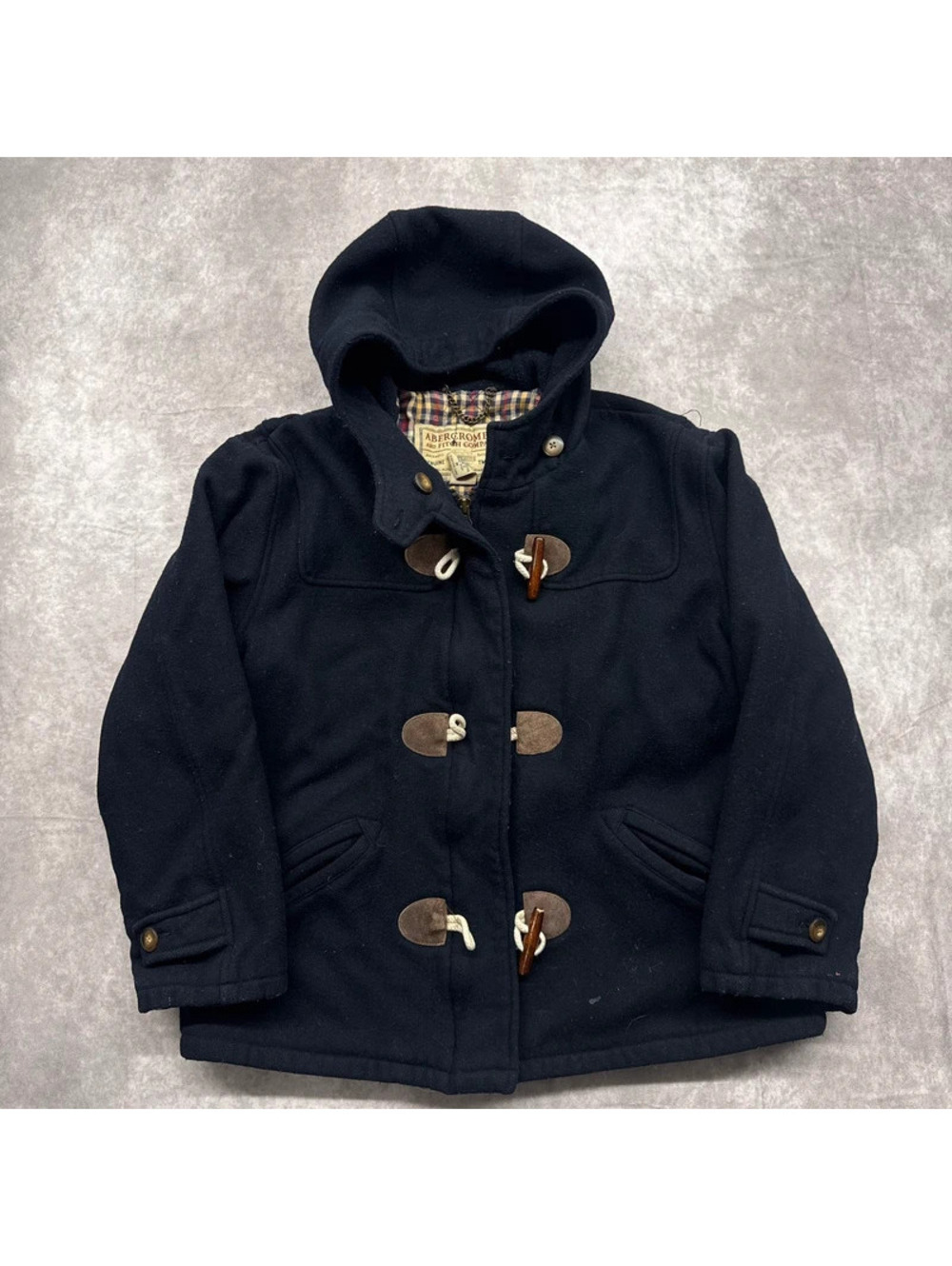 Vintage Abercrombie & Fitch Women's Wool Duffle Coat Jacket Medium Navy Y2K